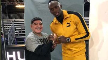 Maradona y Usain Bolt se reunieron en Zurich