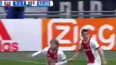 Martin Odegaard, el noruego del Hereenveen holandés, cedido por el Real Madrid, también hizo un golazo.