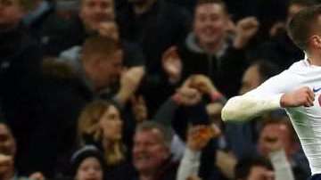 El inglés Jamie Vardy celebra su anotación ante Italia. (Foto: EFE / KIERAN GALVIN)