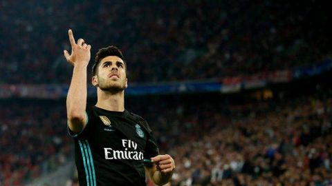 Marco Asensio celebra su gol al Bayern Munich