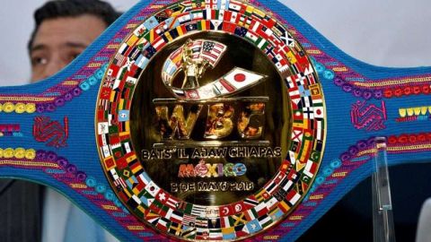 El cinturón tzeltal del CMB que se disputarán el kazako Gennady Golovkin, y Vanes Martirosyan. (Foto: EFE/CMB)