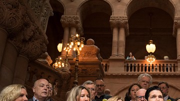 ALBANY, NY - MARCH 14:  Actor Corey Feldman speaks in support of the Child Victims Act on March 14, 2018 at the New York State Capitol in Albany, New York.  (Photo by Brett Carlsen/Getty Images)
