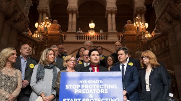 ALBANY, NY - MARCH 14:  Actor Corey Feldman speaks in support of the Child Victims Act on March 14, 2018 at the New York State Capitol in Albany, New York.  (Photo by Brett Carlsen/Getty Images)