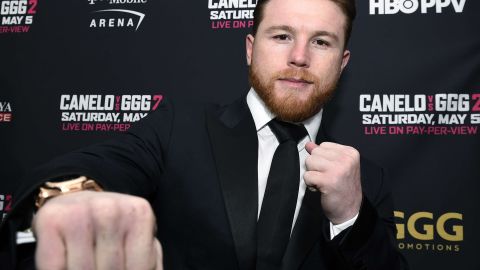 LOS ANGELES, CA - FEBRUARY 27: Boxer Canelo Alvarez poses during a news conference at Microsoft Theater at L.A. Live to announce the upcoming rematch against Gennady Golovkin on February 27, 2018 in Los Angeles, California. (Photo by Kevork Djansezian/Getty Images)