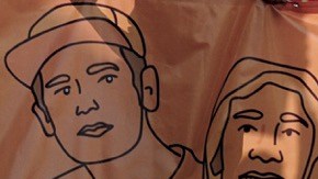 Ilustración de los tres estudiantes asesinados.