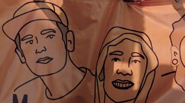 Ilustración de los tres estudiantes asesinados.