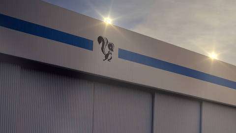 Imagen recreada del avión supersónico fuera de un hangar de Lockheed Martin Aeronautics.