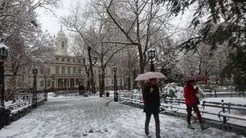 La nevada primaveral sorprendió a los neoyorquinos