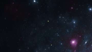 Recreación de un agujero negro rodeado de astros luminosos.