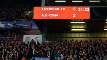 El marcador agregado entre Liverpool y Roma. EFE
