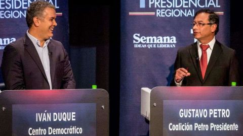 Los ganadores de primera vuelta. Iván Duque y Gustavo Petro. JOAQUIN SARMIENTO/AFP/Getty Images