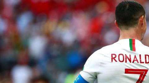 Cristiano Ronaldo al anotar a Marruecos.