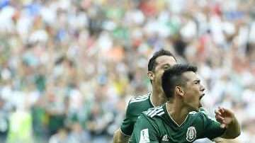 Celebración de la selección mexicana ante Alemania en el Estadio Olímpico Luzhniki. (Foto: Imago7/Agustin Cuevas)