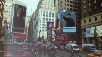 Los líderes incluso  aparecen en las pantallas de Times Square.