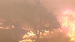 Vista del incendio en Hornbrook, California.