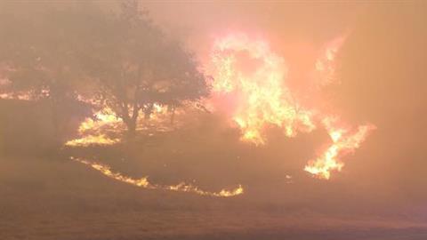 Vista del incendio en Hornbrook, California.