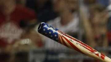 Bryce Harper ganó el Home Run Derby.  EFE/JIM LO SCALZO