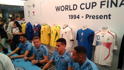 Los jugadores del NYCFC de derecha a izquierda: Alexander Callens, Jesús Medina, Alexander Ring y David Villa.