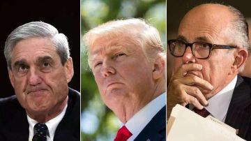 Robert Mueller, Donald Trump y Rudy Giuliani.