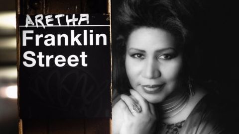 Tributo a Aretha Franklin en el subway de Nueva York.