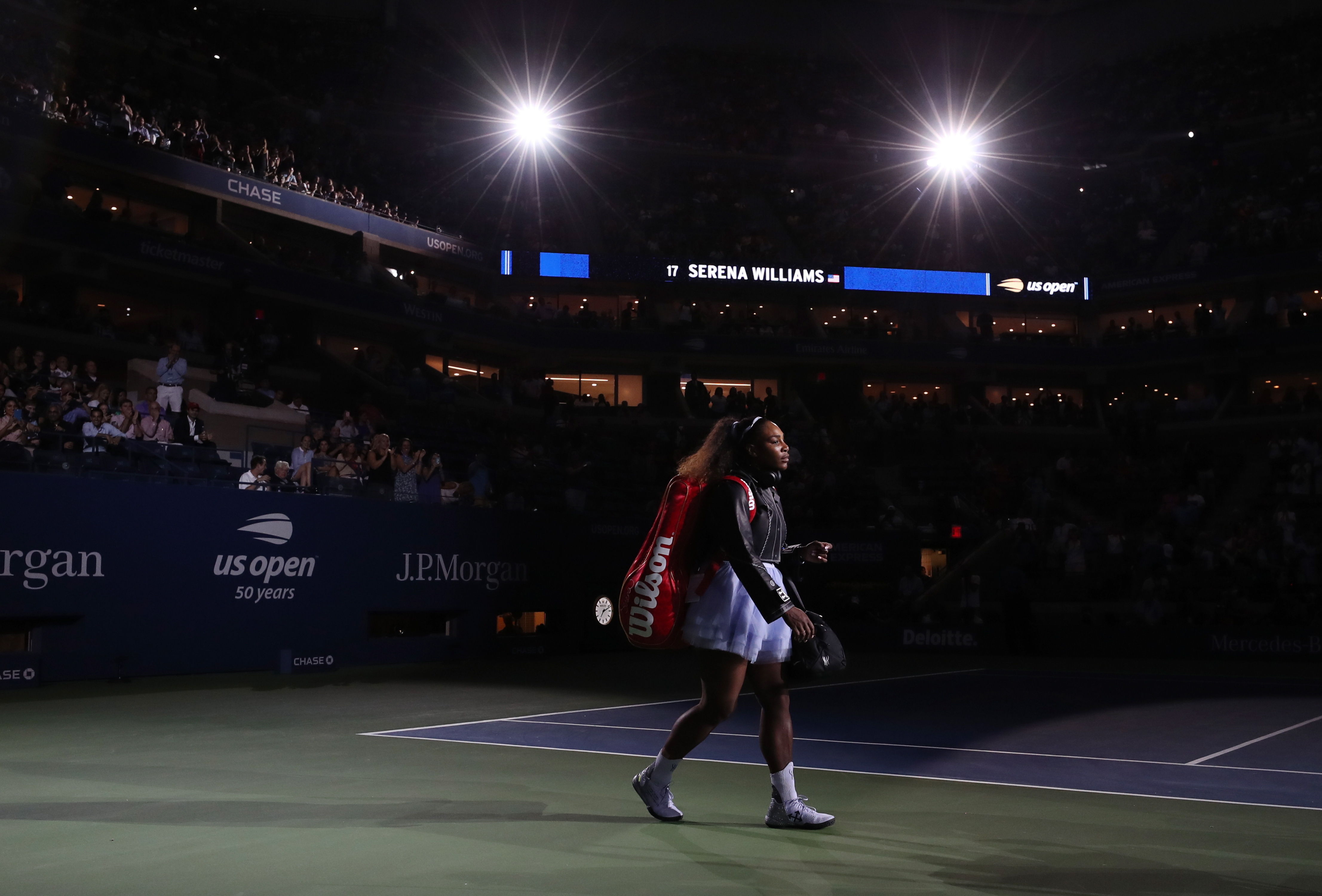 Serena entrando a la pista del Arthur Ashe. / Foto: EFE