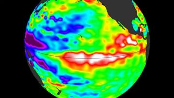 El fenómeno El Niño 2015 con temperaturas crecientes en el Pacífico.