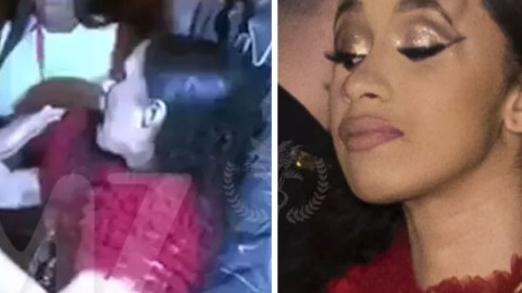 Cardi B terminó con un “chichón” arriba del ojo.