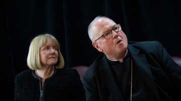 NEW YORK, NY - SEPTEMBER 20: Former federal judge Barbara Jones and Cardinal Timothy Dolan, archbishop of New York, attend a news conference at the headquarters of the Archdiocese of New York, September 20, 2018 in New York City. Dolan announced that he is appointing Jones, a former judge for the U.S. District Court in the Southern District of New York, to review the Church's procedures and protocols for handling allegations of sexual abuse. (Photo by Drew Angerer/Getty Images)