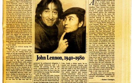 Portada histórica del asesinato de Lennon en 1980