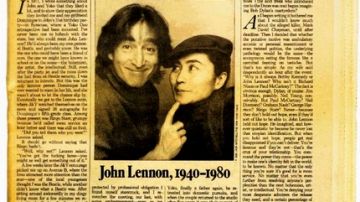 Portada histórica del asesinato de Lennon en 1980