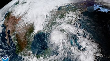 Una imagen satelital geo-color del huracán Michael cerca de Florida.