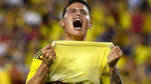 El colombiano James Rodríguez festeja su golazo ante EE.UU. (Foto: EFE/Gerardo Mora)