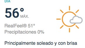 Clima en Nueva York para el martes. Captura
