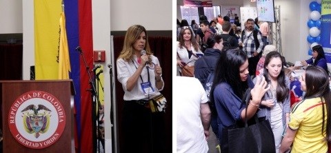 La cónsul María Isabel Nieto (a la izq.) y asistentes al ColombiaFest del 2017.