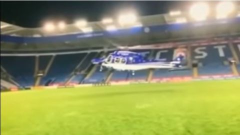 El helicóptero despegó desde la cancha del King Power Stadium