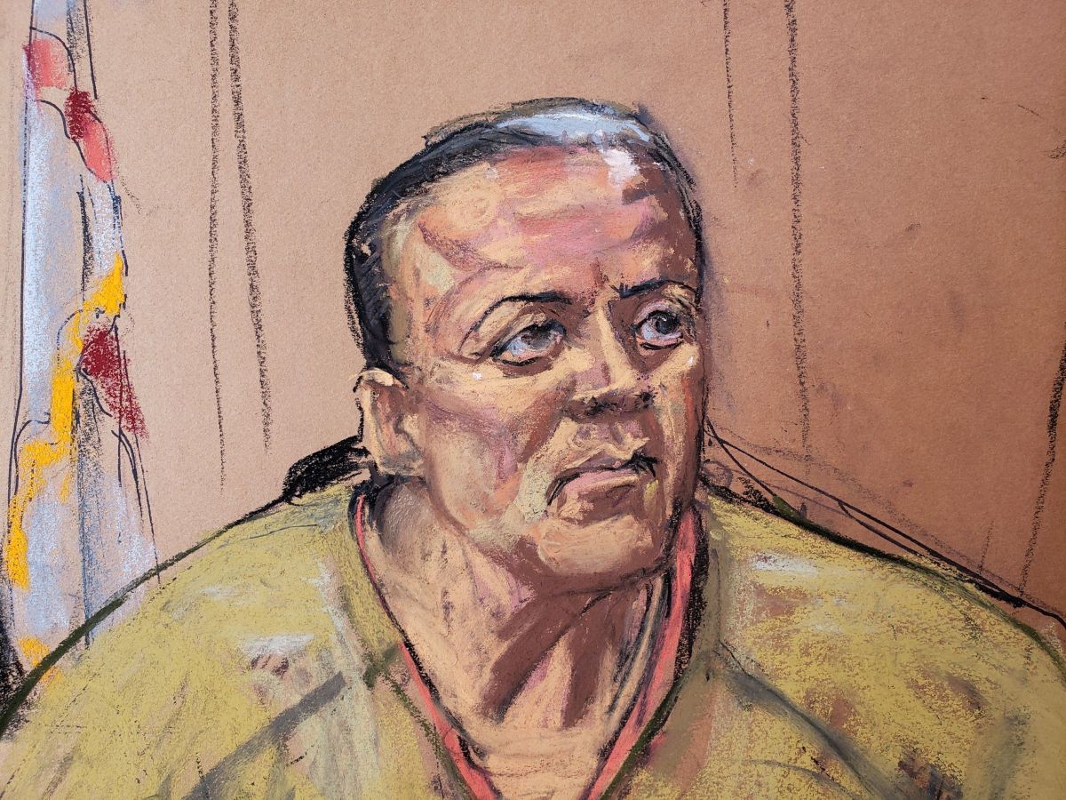 Cesar Sayoc dibujado en la Corte por la artista Jane Rosenberg, en Miami 