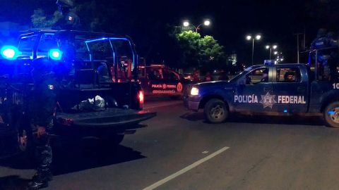 Policías en el área de la detención de Ángel Humberto Chávez Gastélum. EFE