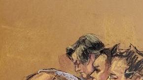 Un dibujo que recrea a Emma Coronel durante el juicio contra su esposo “El Chapo”.