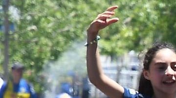 Integrantes de la prefectura frente a aficionados de Boca Juniors el domingo 25 en Buenos Aires