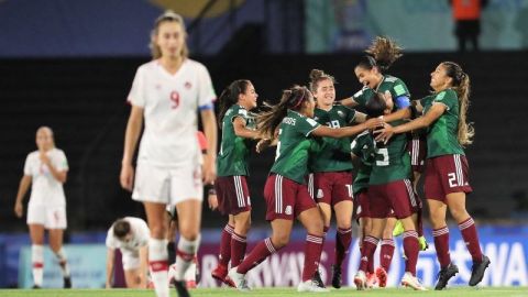 Celebración de la jugadoras de México que ya están en la final de la Copa Mundial Femenina Sub-17.