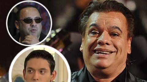Juan Gabriel y sus hijos Alberto Aguilera Jr. (arriba) e Iván Aguilera.