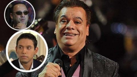 Juan Gabriel y sus hijos Alberto Aguilera Jr. (arriba) e Iván Aguilera.