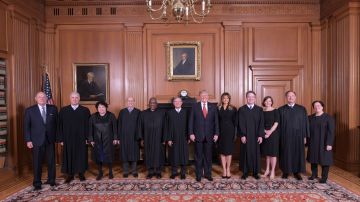 The Supreme Court held a special sitting on November 8, 2018, for the formal investiture ceremony of Associate Justice Brett M. Kavanaugh.  President Donald J. Trump and First Lady Melania Trump attended as guests of the Court. 

Photo Caption: The President and First Lady with Associate Justice Brett M. Kavanaugh and his wife, Mrs. Ashley Kavanaugh, and the other members of the Supreme Court in the Justices’ Conference Room at a courtesy visit prior to the investiture ceremony. From left to right: retired Justice Anthony M. Kennedy, Associate Justices Neil M. Gorsuch, Sonia Sotomayor, Stephen G. Breyer, Clarence Thomas, Chief Justice John G. Roberts, Jr., President Donald J. Trump, First Lady Melania Trump, Associate Justice Brett M. Kavanaugh, Mrs. Ashley Kavanaugh, Associate Justices Samuel A. Alito, Jr. and Elena Kagan.