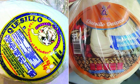 Aunque en el quesillo marca Alebrije (derecha) no se detectó salmonela, también fue retirado del mercado.