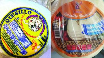 Aunque en el quesillo marca Alebrije (derecha) no se detectó salmonela, también fue retirado del mercado.