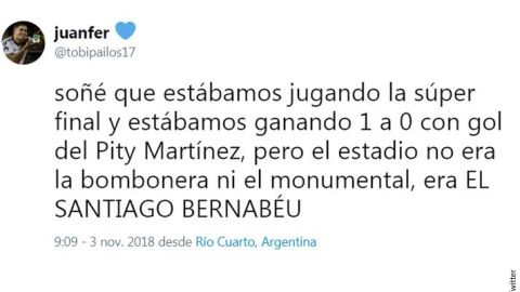 Un fan del River Plate soñó hace un mes con la final de Libertadores en el Santiago Benabéu