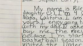 Carta de una pequeña fan del baloncesto a su ídolo.