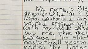 Carta de una pequeña fan del baloncesto a su ídolo.