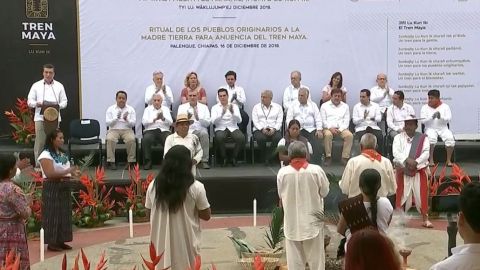 AMLO en la presentación del tren Maya.