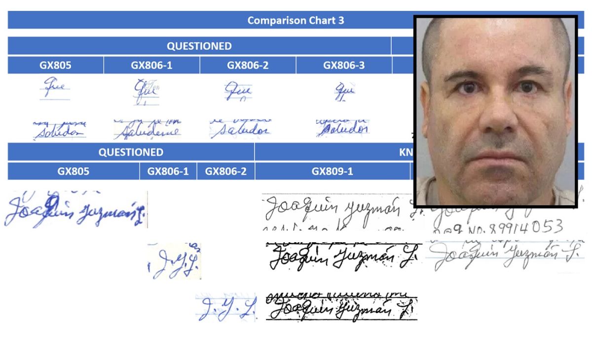 La forma de escribir de Guzmán Loera fue parte de las pruebas en su juicio.